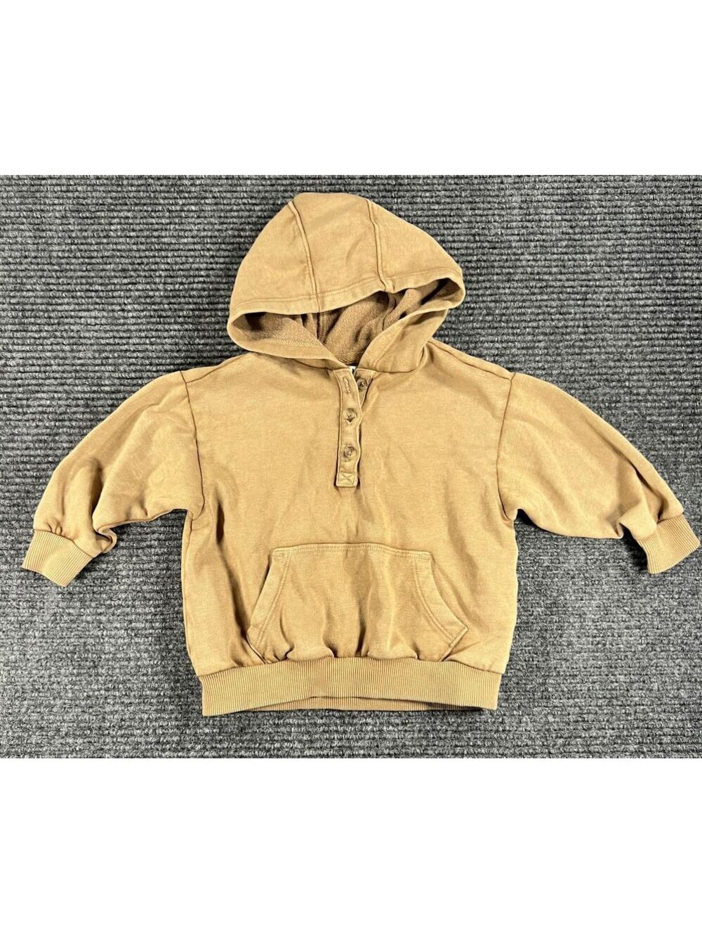Old Navy Toddler Sun Washed Tan/Brown Button Hoodie Sweatshirt 12-18 Months